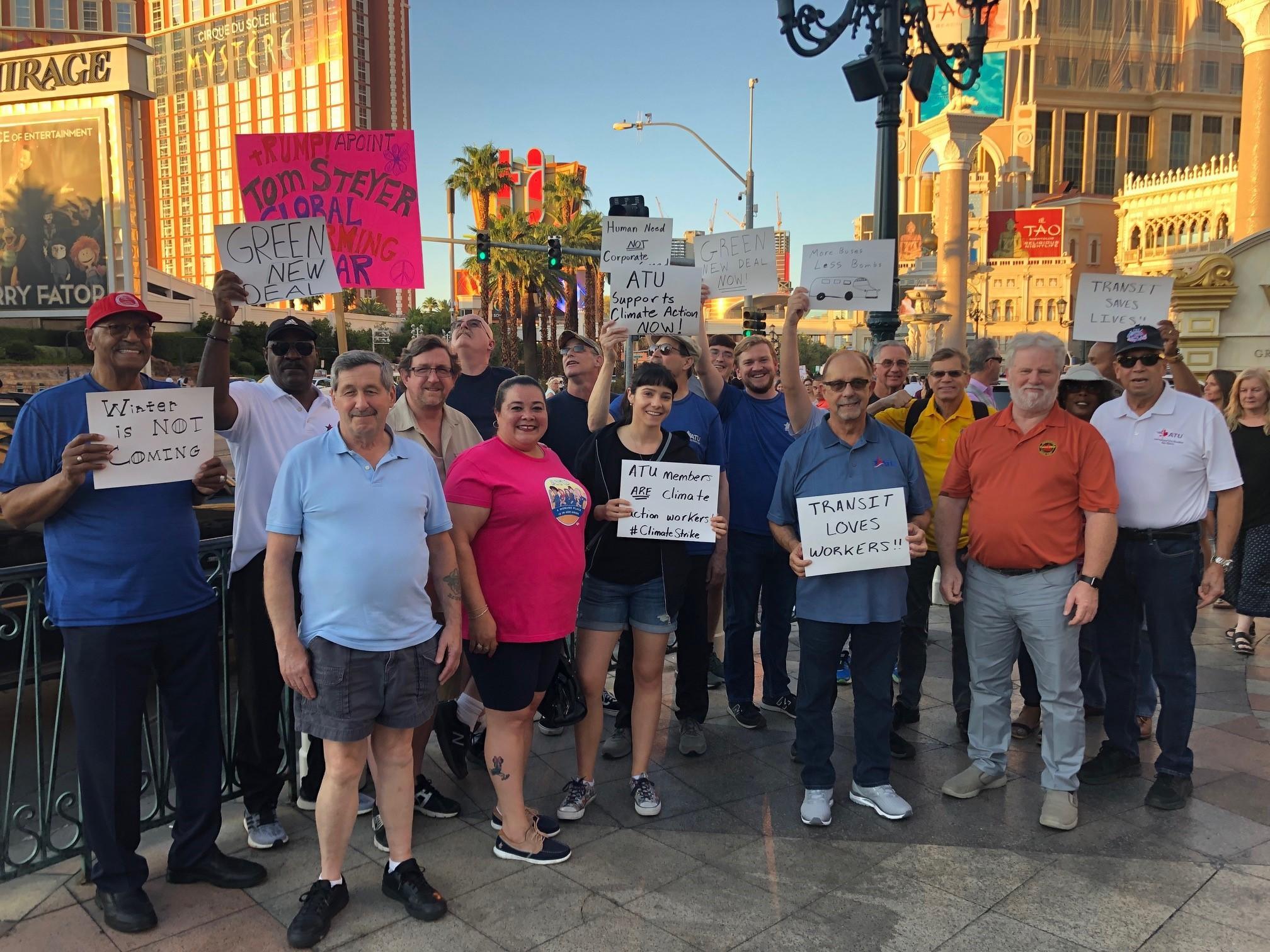 ATU members at the climate strike in Las Vegas