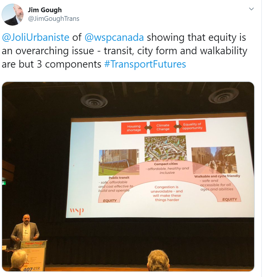 Tweet about transport future equity conference